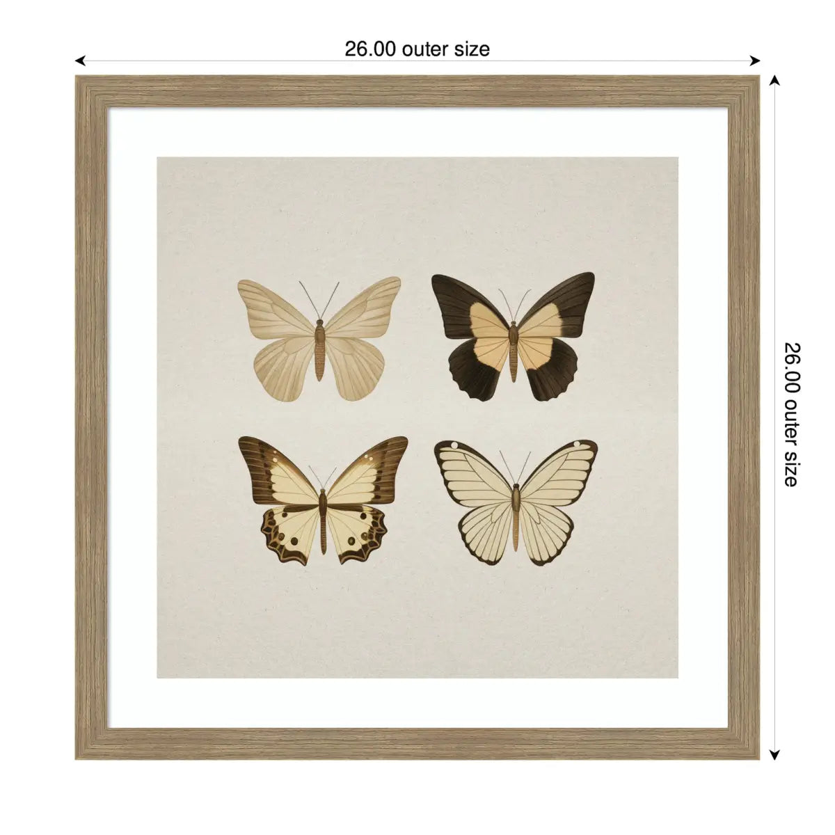 Framed Art - Vintage Style Butterflies in Neutral Tones - kateandlaurel