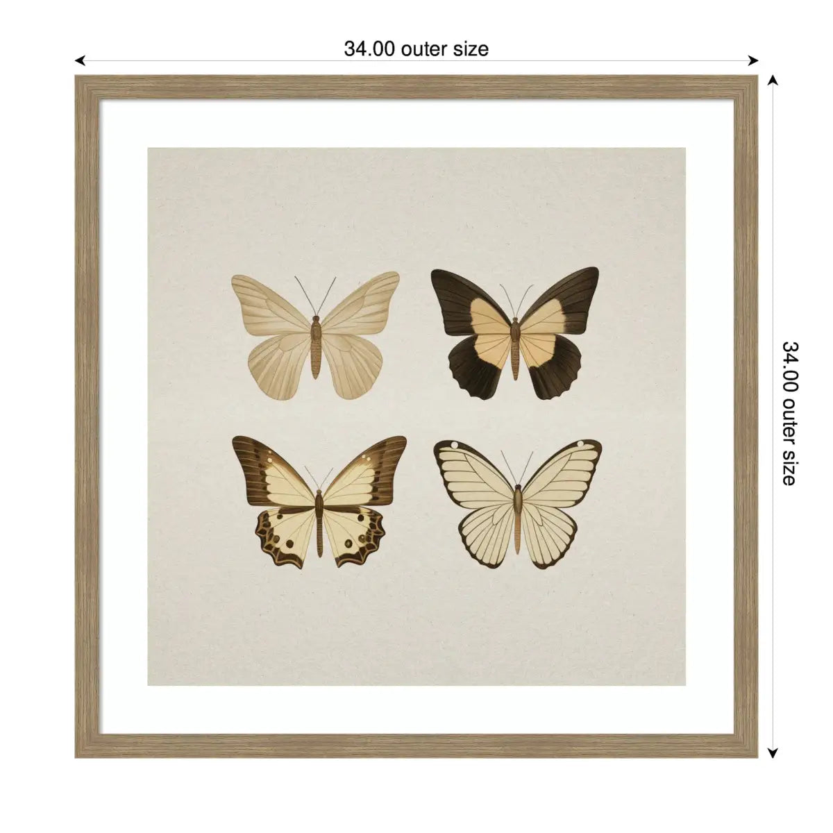 Framed Art - Vintage Style Butterflies in Neutral Tones - kateandlaurel