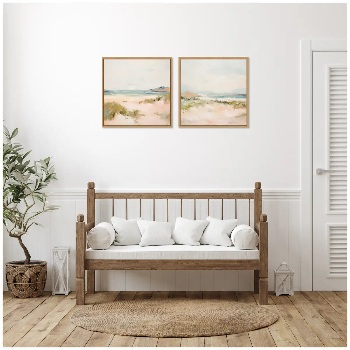Framed Canvas Wall Art Set - Tranquil Landscape Square 2 Piece - kateandlaurel