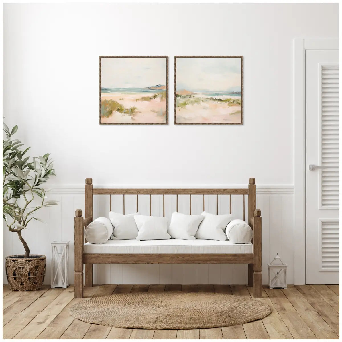 Framed Canvas Wall Art Set - Tranquil Landscape Square 2 Piece - kateandlaurel