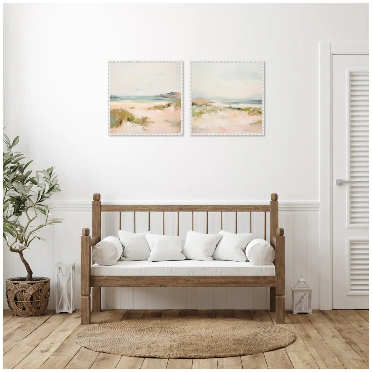 Framed Canvas Wall Art Set - Tranquil Landscape Square 2 Piece - kateandlaurel
