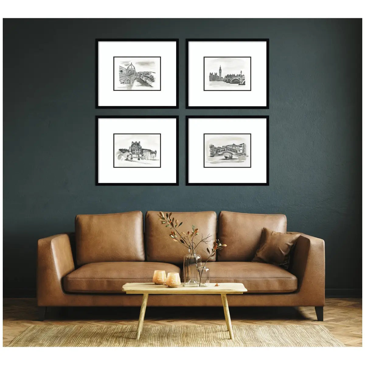 Framed Wall Art Print Set - Vintage Europe - Set of 4 - kateandlaurel
