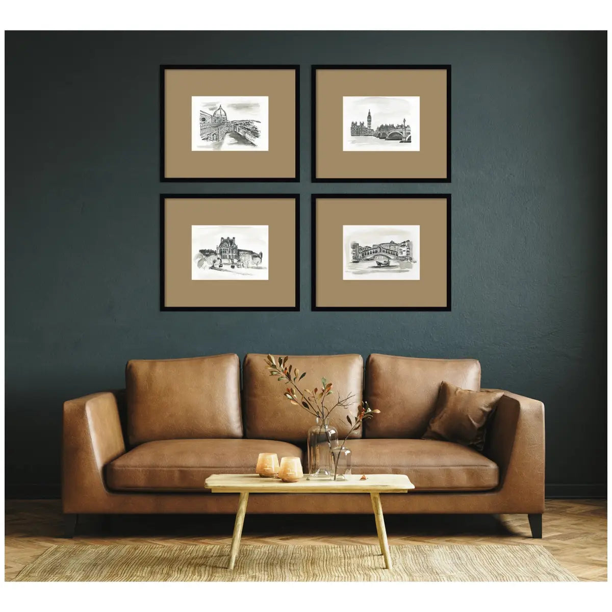 Framed Wall Art Print Set - Vintage Europe - Set of 4 - kateandlaurel