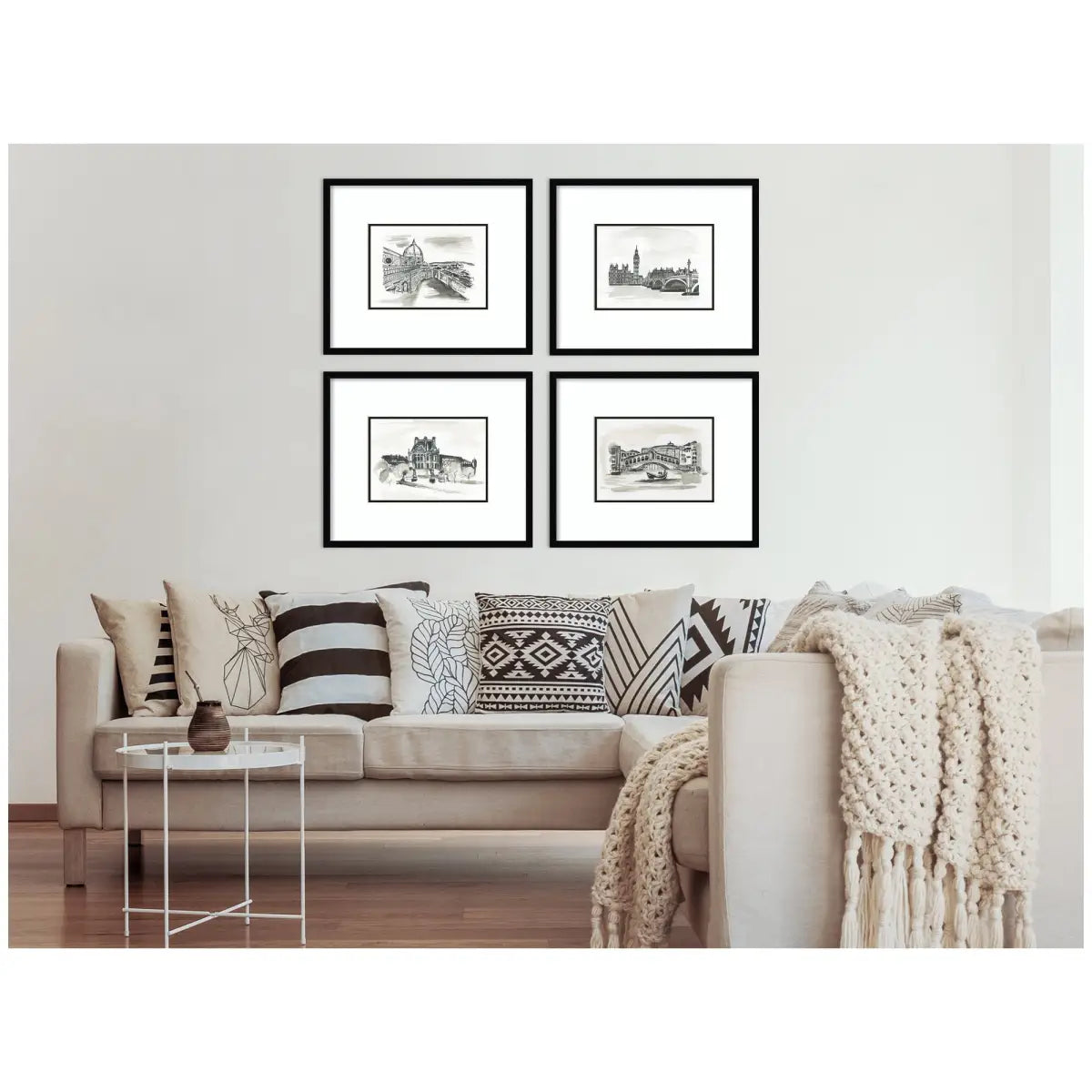 Framed Wall Art Print Set - Vintage Europe - Set of 4 - kateandlaurel