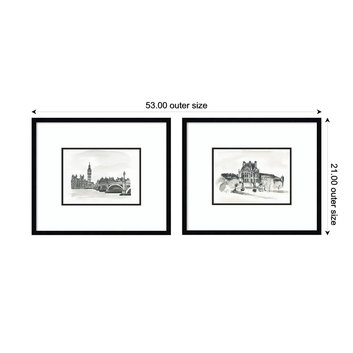 Framed Wall Art Prints - Vintage Postcard London & Paris 2 Piece - kateandlaurel