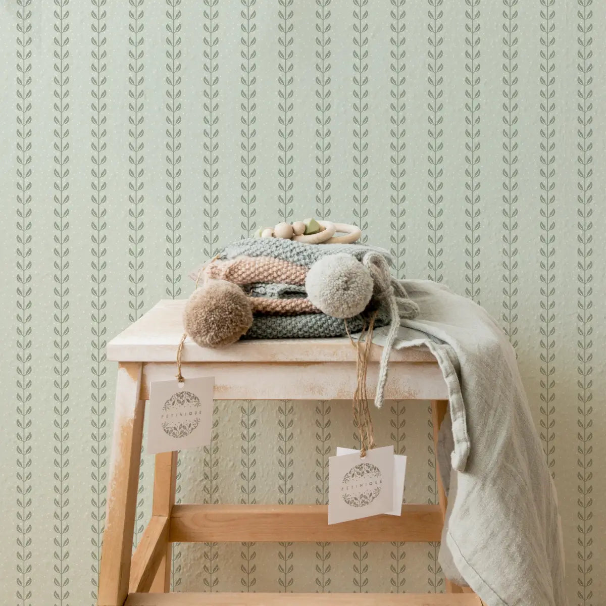 Francesca Wallpaper - Leafy Dot Stripe - by House of Haricot - Loomwell Home Goods