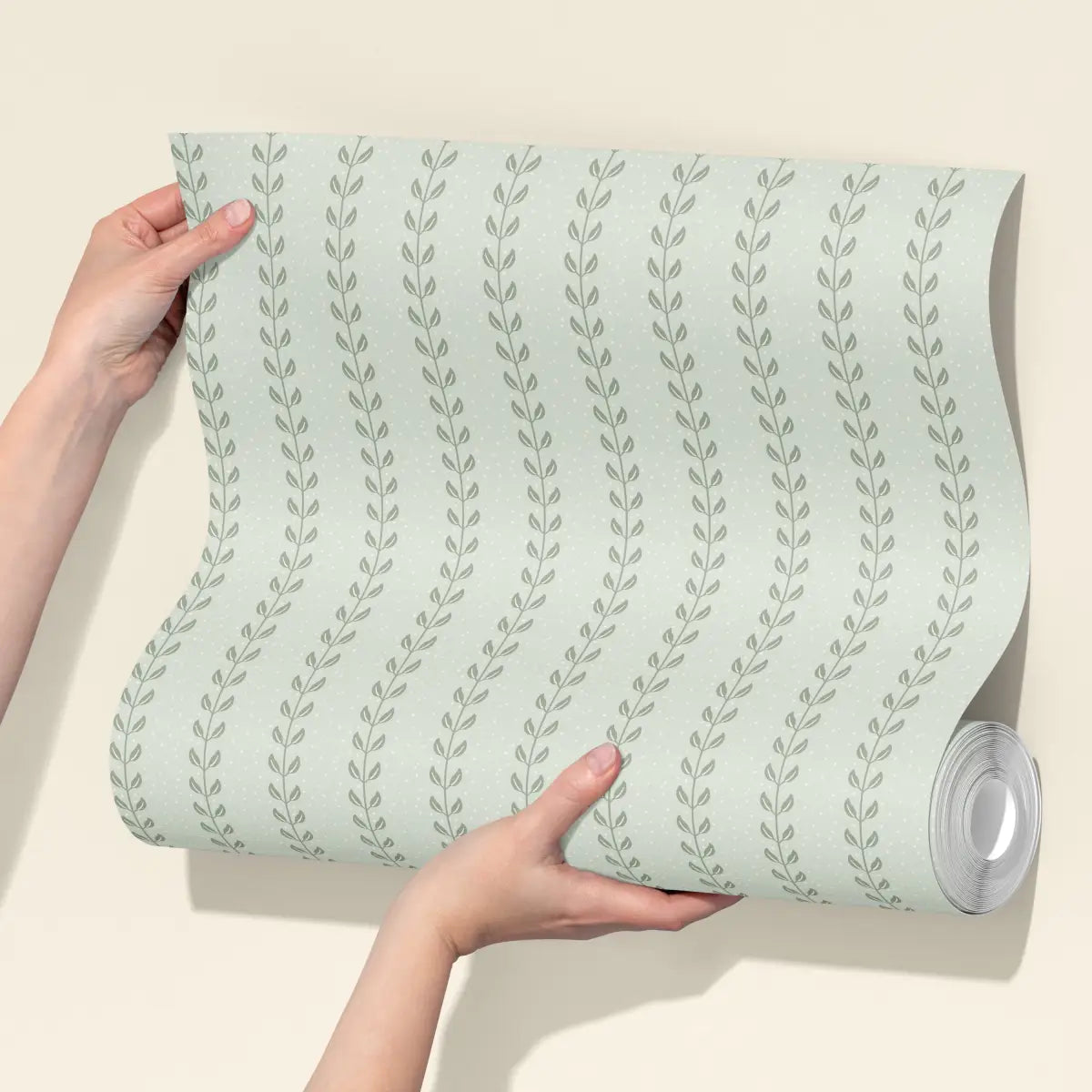 Francesca Wallpaper - Leafy Dot Stripe - by House of Haricot - Loomwell Home Goods