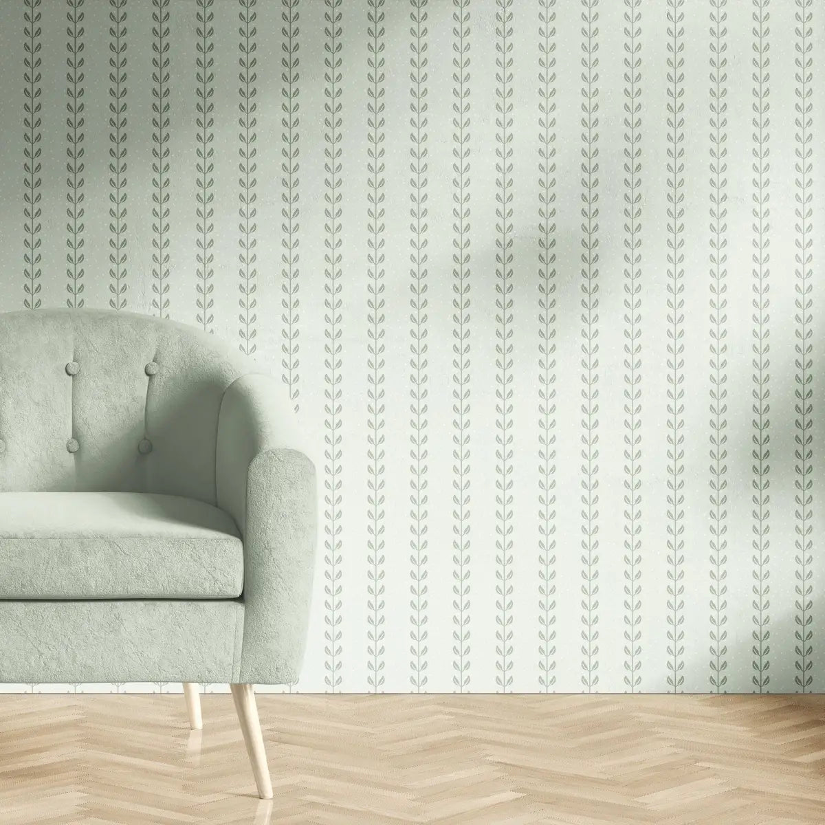 Francesca Wallpaper - Leafy Dot Stripe - by House of Haricot - Loomwell Home Goods