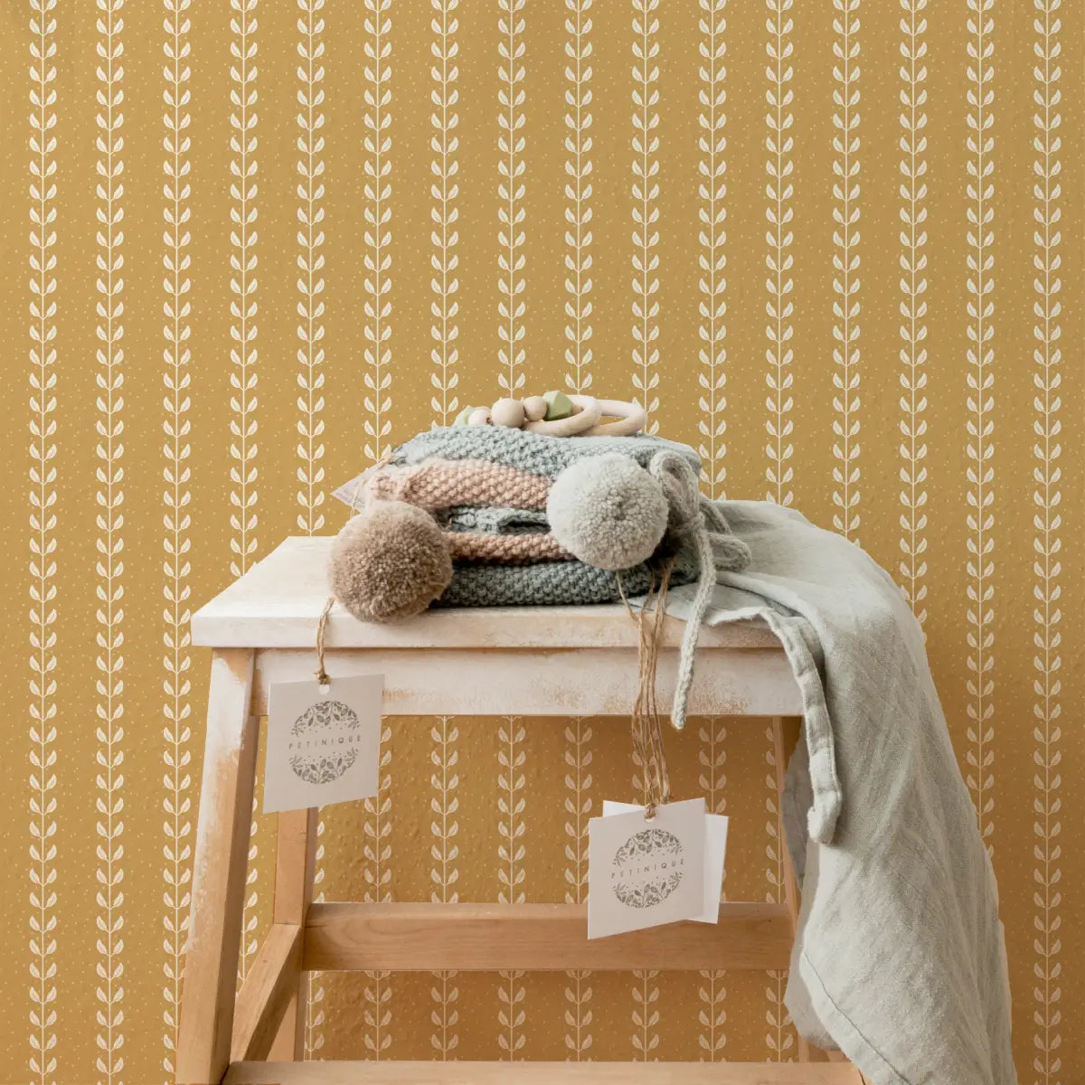 Francesca Wallpaper - Leafy Dot Stripe - by House of Haricot - Loomwell Home Goods