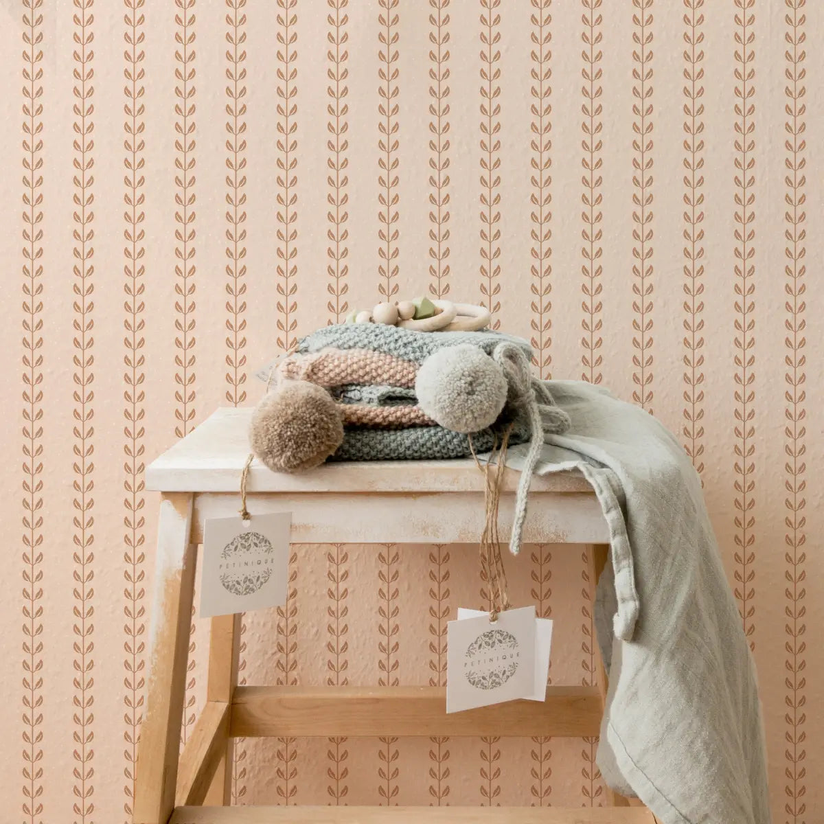 Francesca Wallpaper - Leafy Dot Stripe - by House of Haricot - Loomwell Home Goods