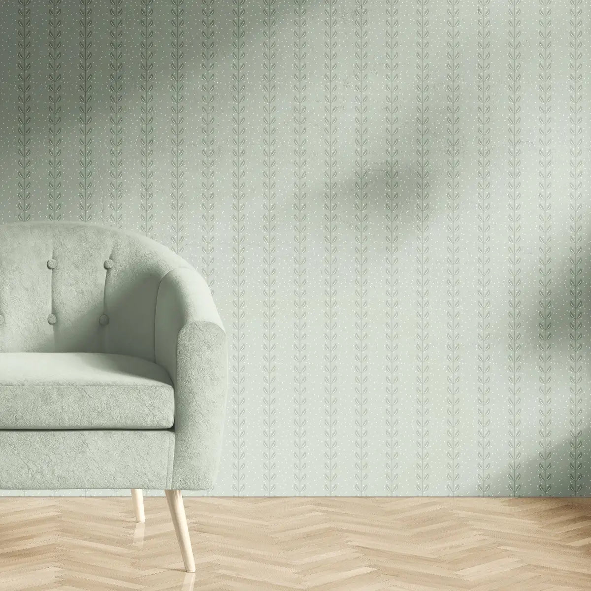 Francesca Wallpaper - Leafy Dot Stripe - by House of Haricot - Loomwell Home Goods