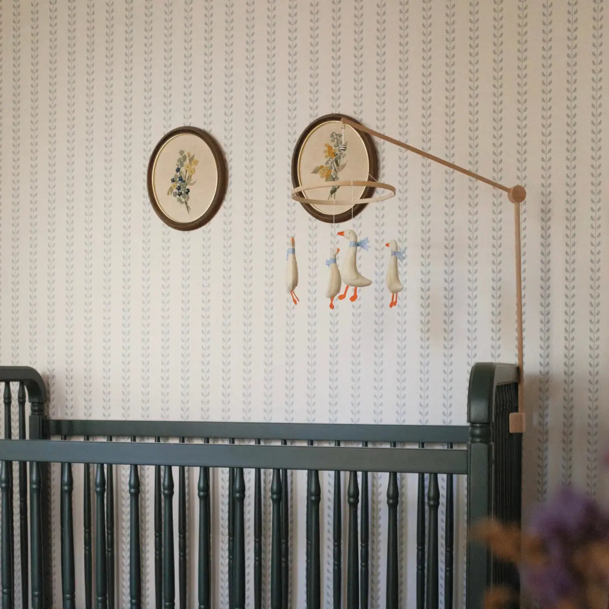 Francesca Wallpaper - Leafy Dot Stripe - by House of Haricot - Loomwell Home Goods
