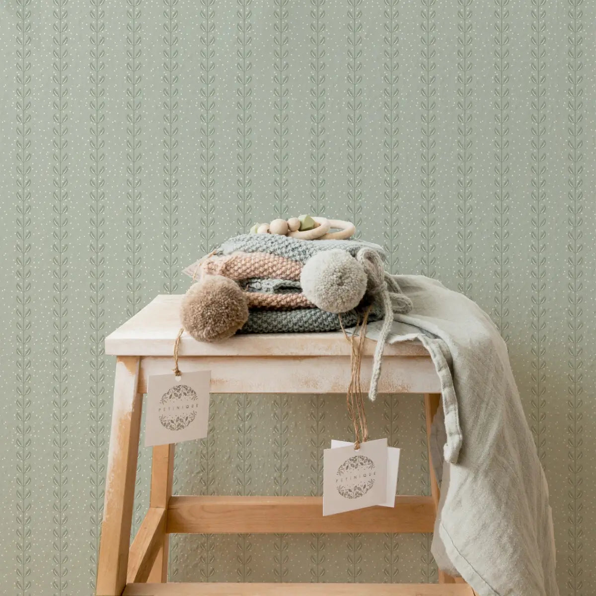 Francesca Wallpaper - Leafy Dot Stripe - by House of Haricot - Loomwell Home Goods