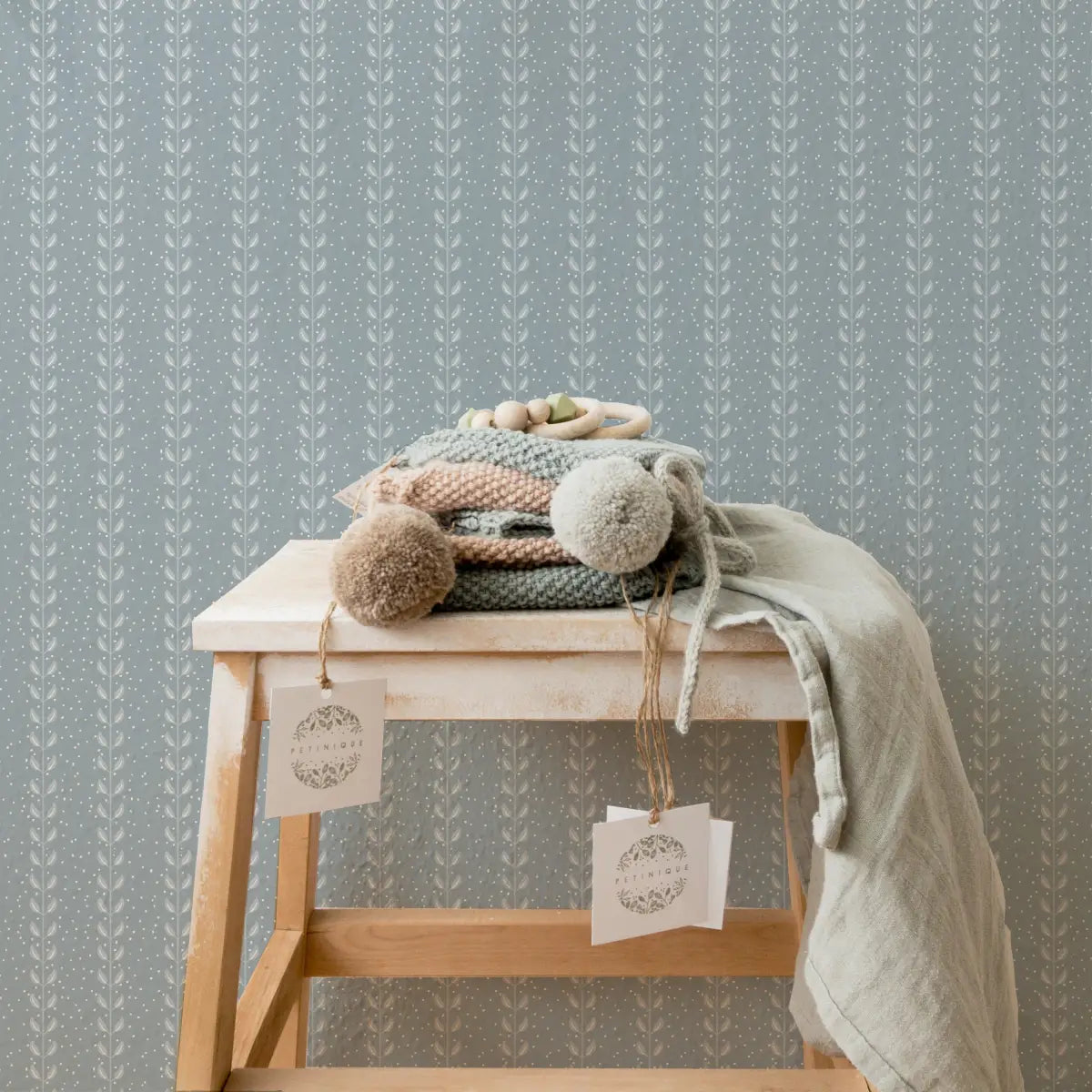 Francesca Wallpaper - Leafy Dot Stripe - by House of Haricot - Loomwell Home Goods