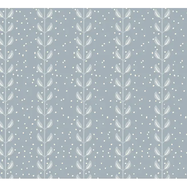 Francesca Wallpaper - Leafy Dot Stripe - by House of Haricot - Sample 1 foot by 1 foot / Blue - Loomwell Home Goods
