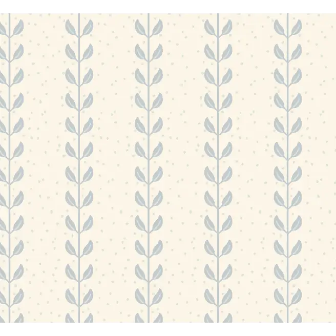 Francesca Wallpaper - Leafy Dot Stripe - by House of Haricot - Sample 1 foot by 1 foot / Cream and Blue - Loomwell Home