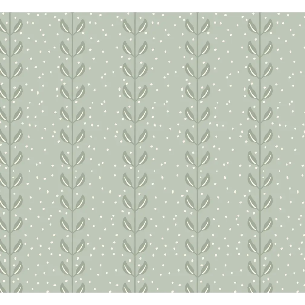 Francesca Wallpaper - Leafy Dot Stripe - by House of Haricot - Sample 1 foot by 1 foot / Dark Green - Loomwell Home