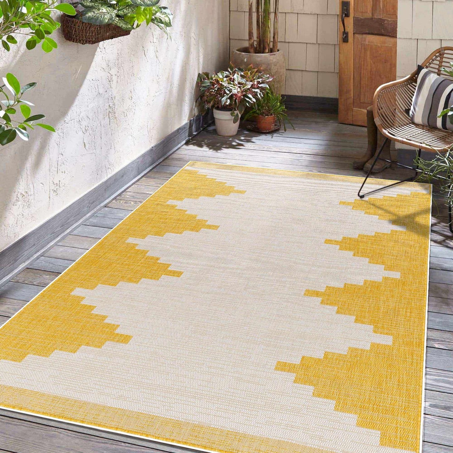 Tapis d'extérieur jaune Djugun