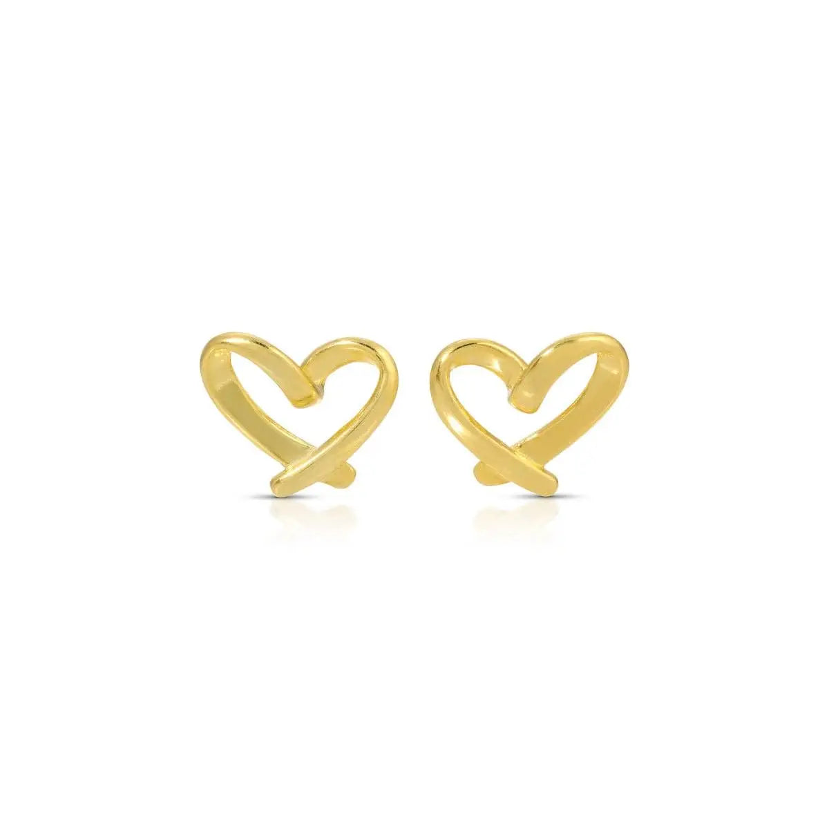 Gold Heart Stud Earrings on Red Velvet Gift Tag - Splendid Iris