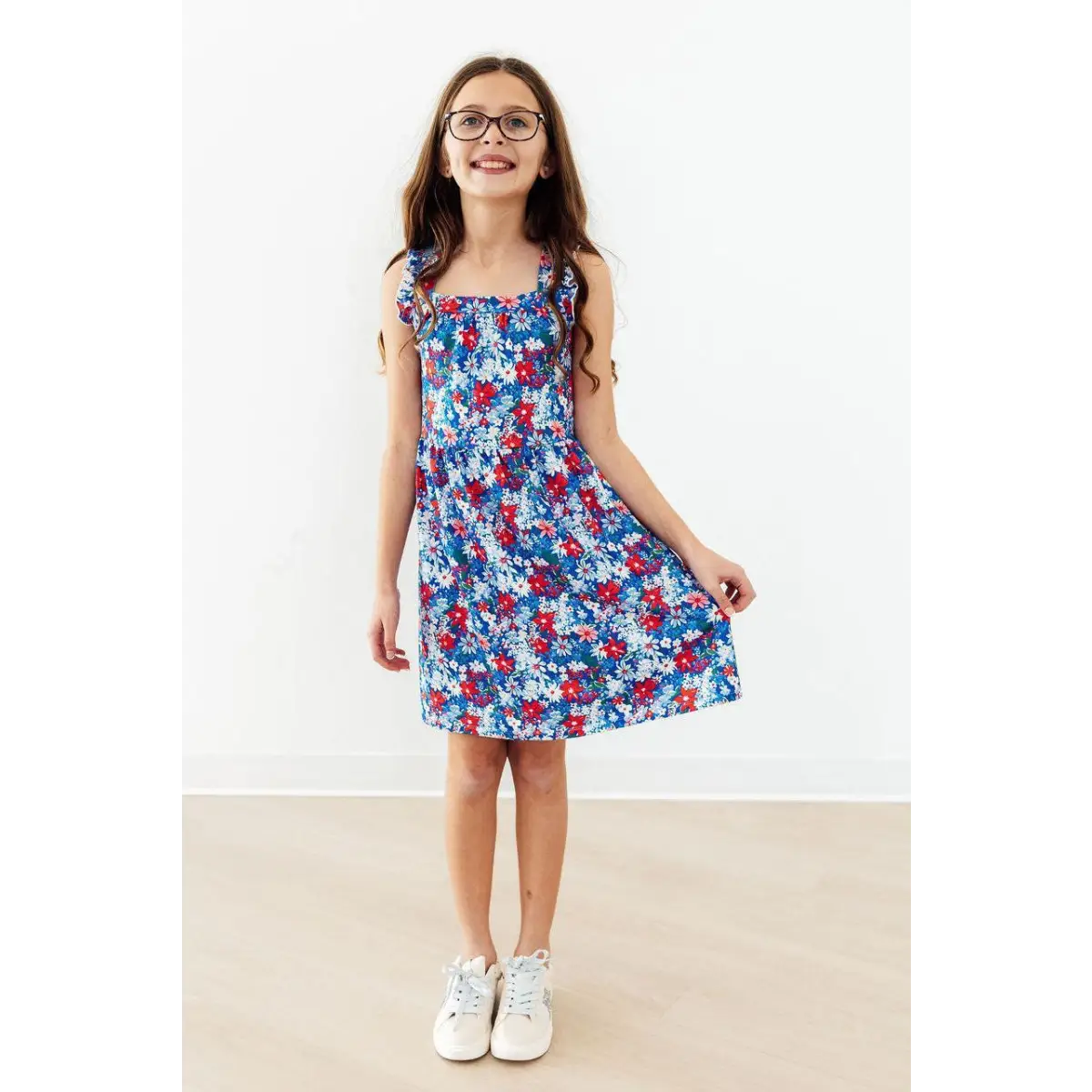 Ruffle Cross Back Dress - Freedom Flowers - Patriotic July 4th - Mila & Rose ®