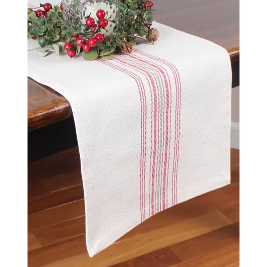 French Stripe Grain Sack Table Runner 45 in - Home Collections by Raghu