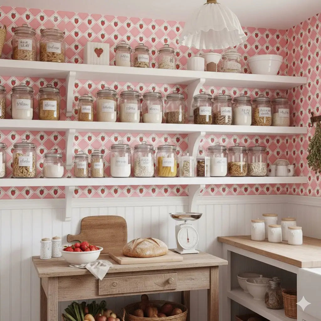 Fresa Wallpaper - Strawberry Checkerboard - by Aubrey Fairchild - Loomwell Home Goods
