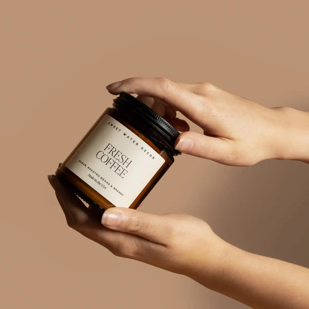 Fresh Coffee Soy Candle - Amber Jar - 9 oz - Sweet Water Decor