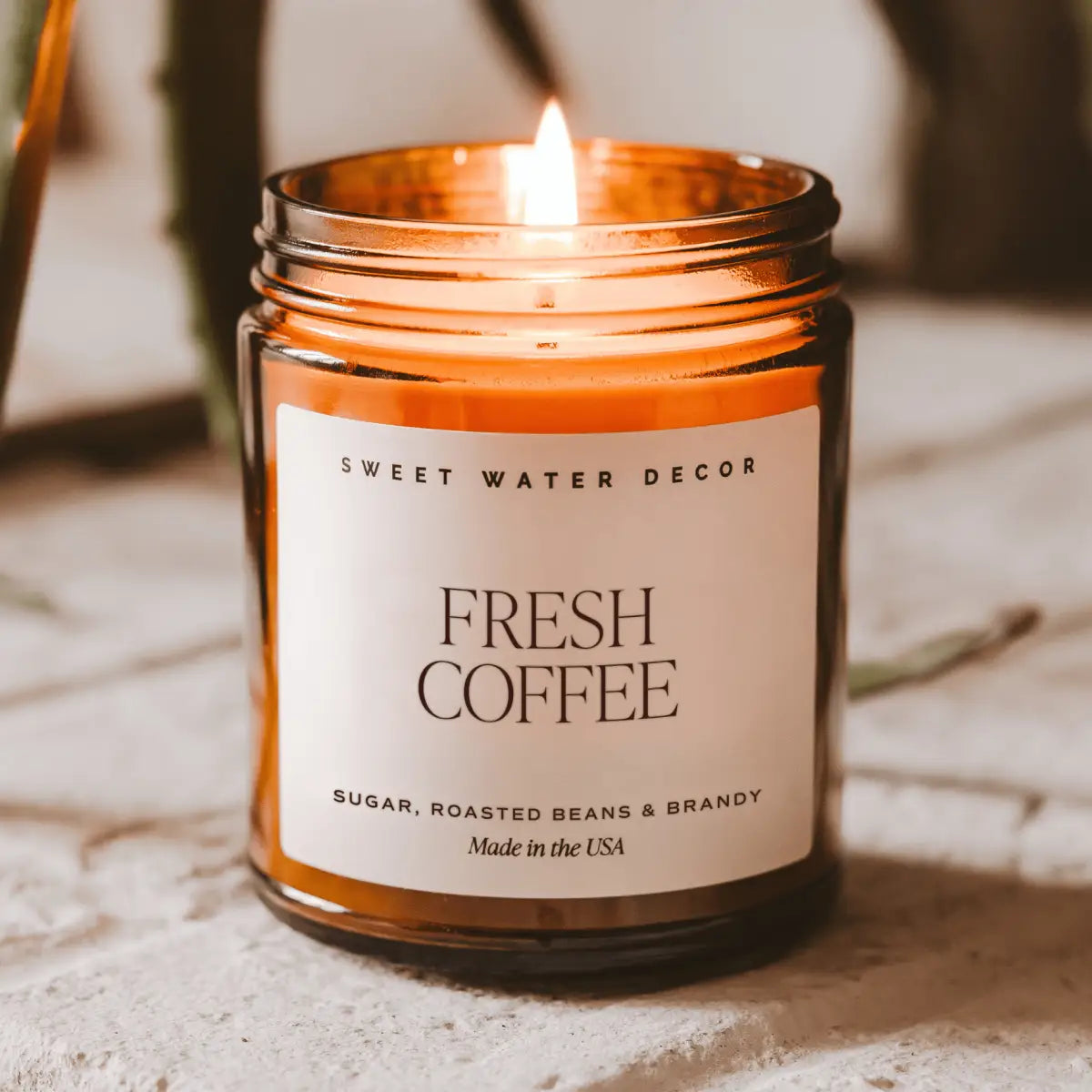Fresh Coffee Soy Candle - Amber Jar - 9 oz - Sweet Water Decor