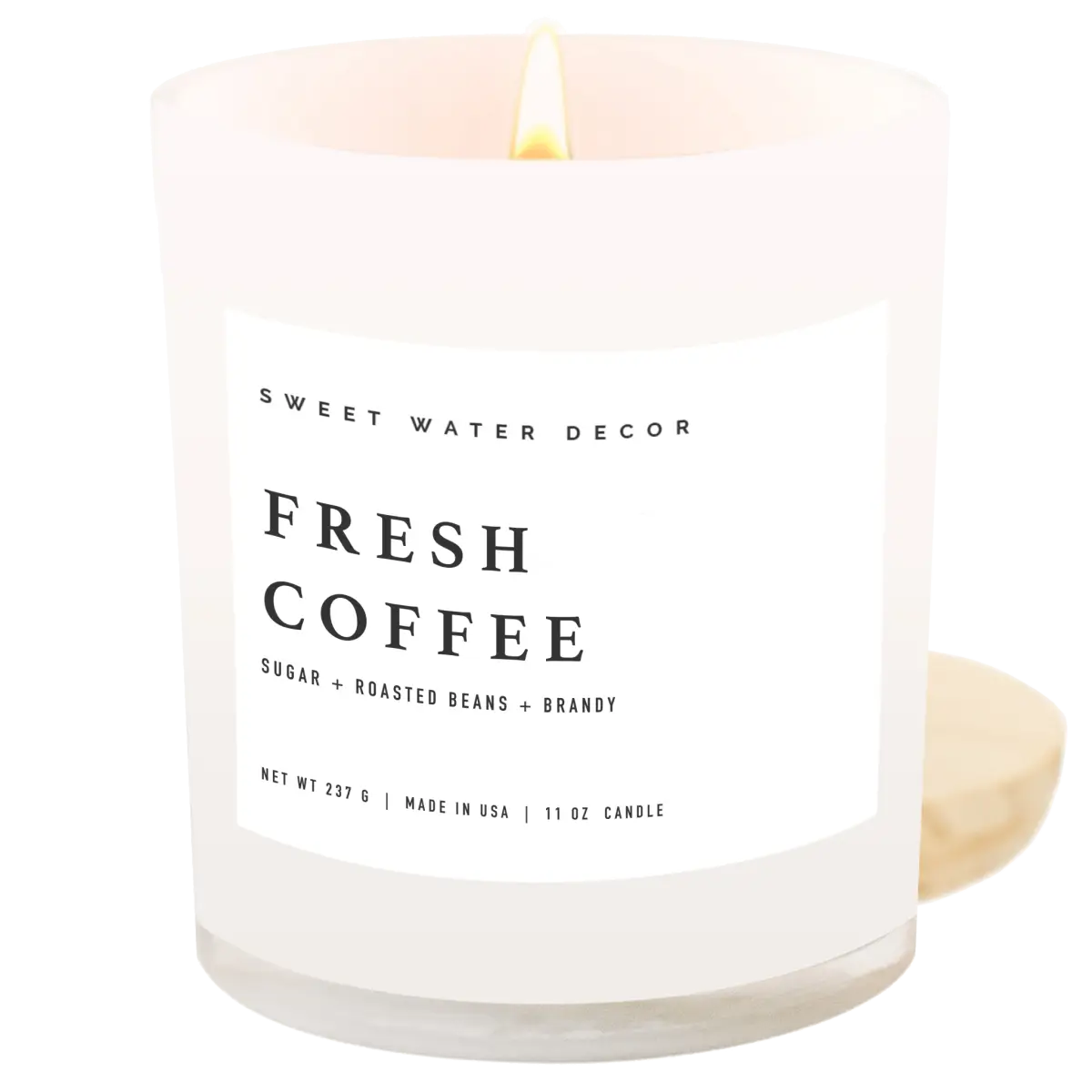 Fresh Coffee Soy Candle - White Jar - 11 oz - Sweet Water Decor