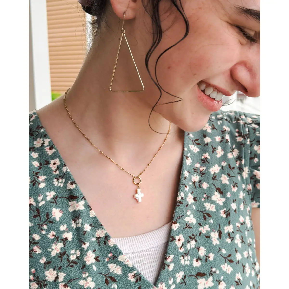 Freshwater Pearl Cross Charm - Bracelet or Necklace - Bel Kai