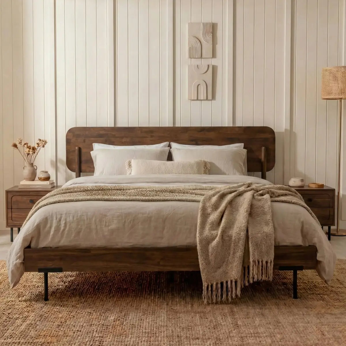 Frida Solid Wood Bed Frame - Megsu