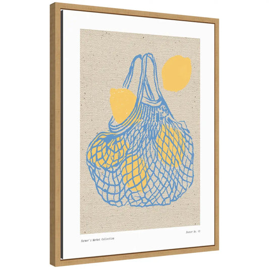 Fruit Farmers Market Lemons Framed Canvas Wall Art Print - kateandlaurel