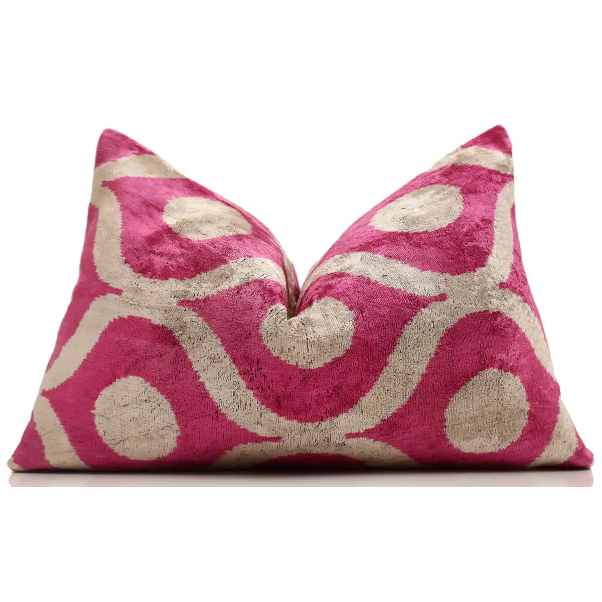 Fuchsia Orbit Silk Velvet Pillow 16x24 Handmade Luxury Lumbar Cushion - Canvello