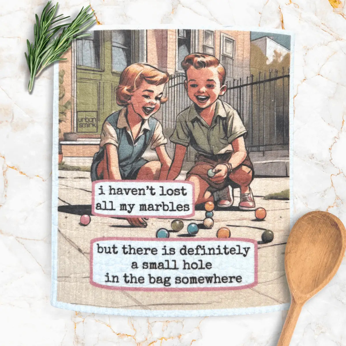 Funny Retro Swedish Dishcloth - Lost My Marbles - Urban Smirk