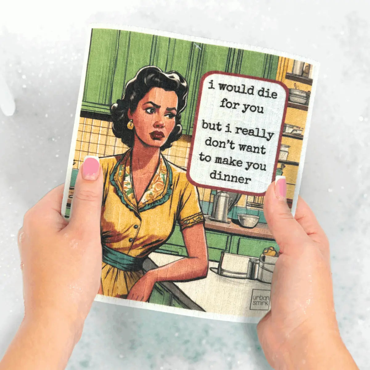 Funny Retro Swedish Dishcloth - Make Dinner - Urban Smirk