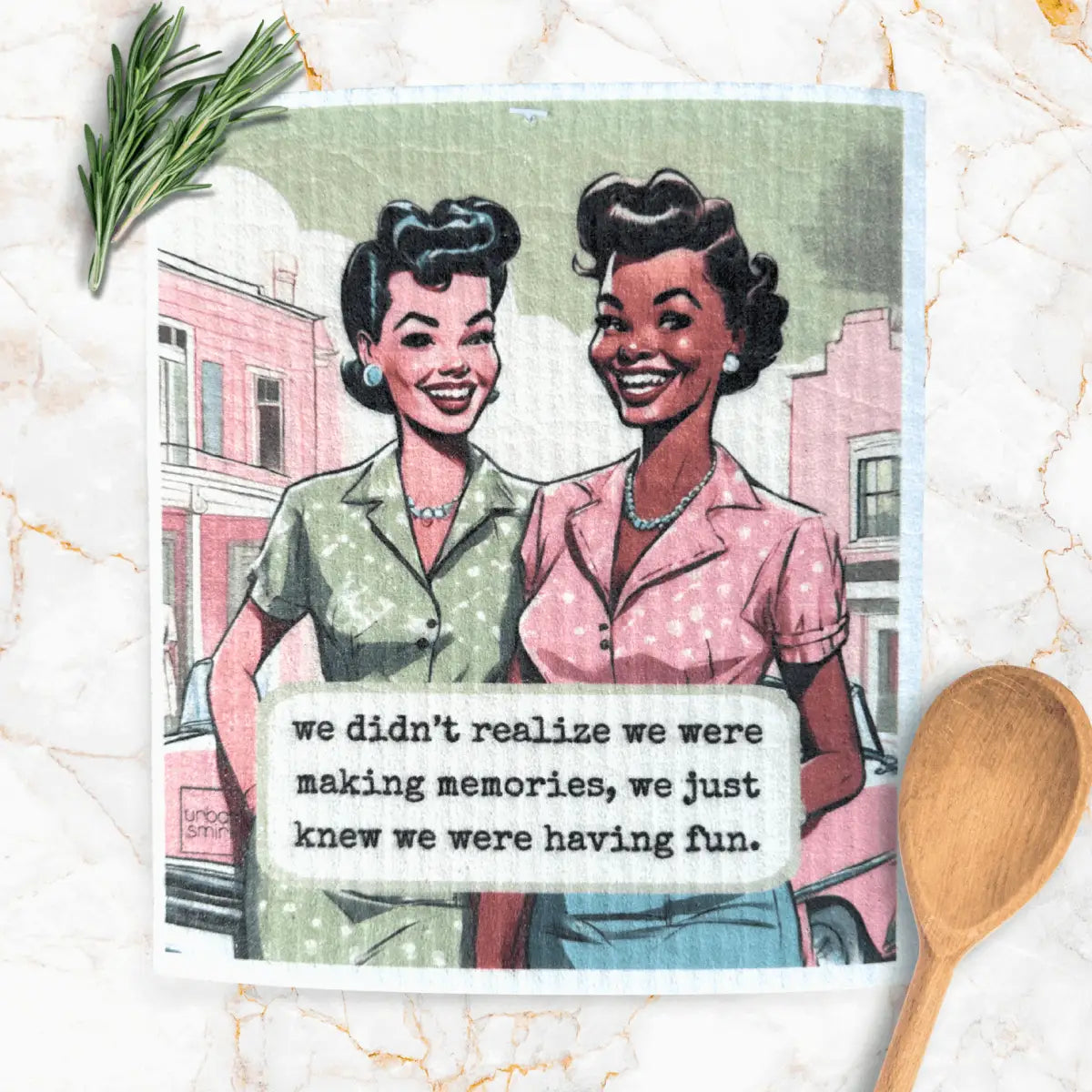 Funny Retro Swedish Dishcloth - Making Memories Having Fun - Urban Smirk