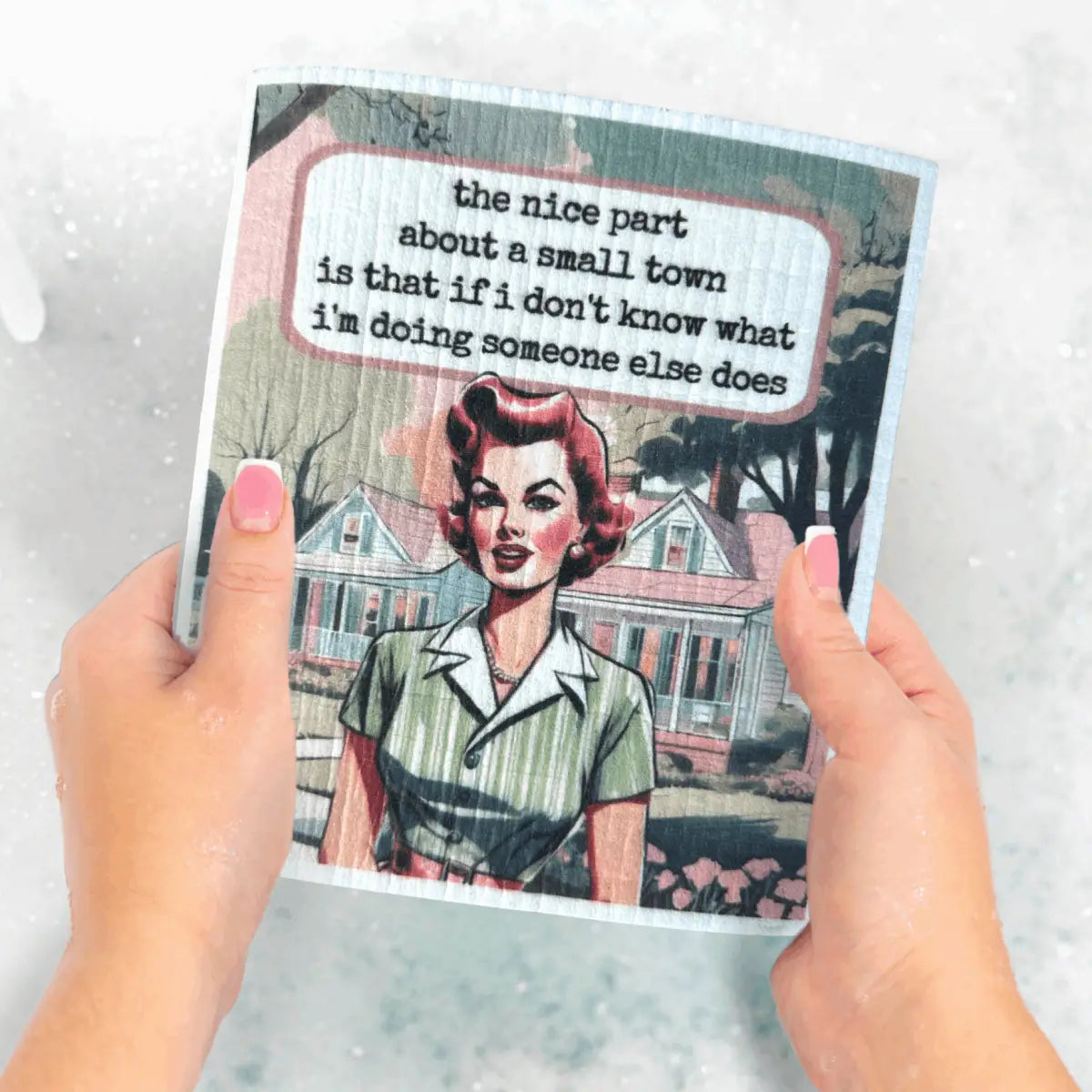 Swedish Dishcloth - Small Town - Funny Retro - Urban Smirk