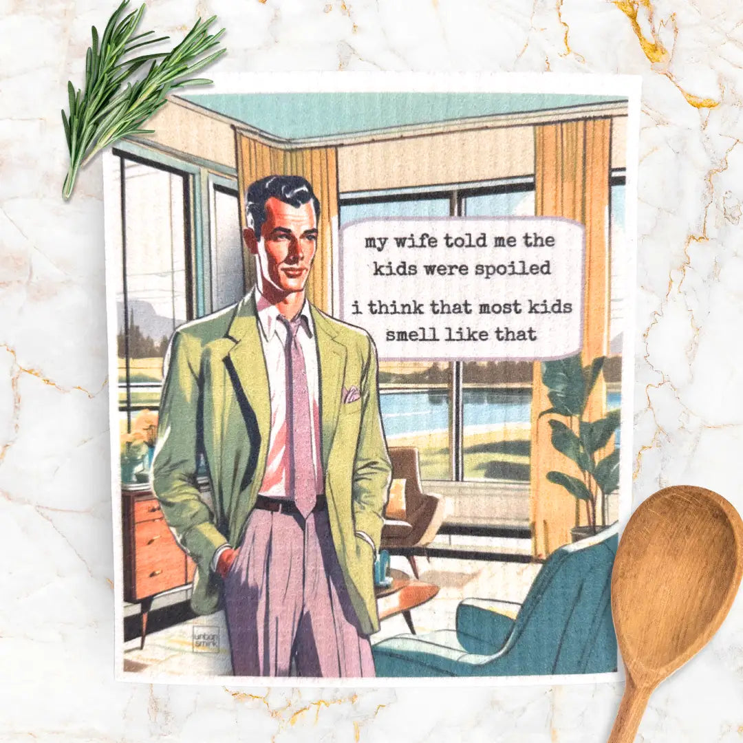 Swedish Dishcloth - Kids Are Spoiled - Funny Retro Gift for Guys - Urban Smirk