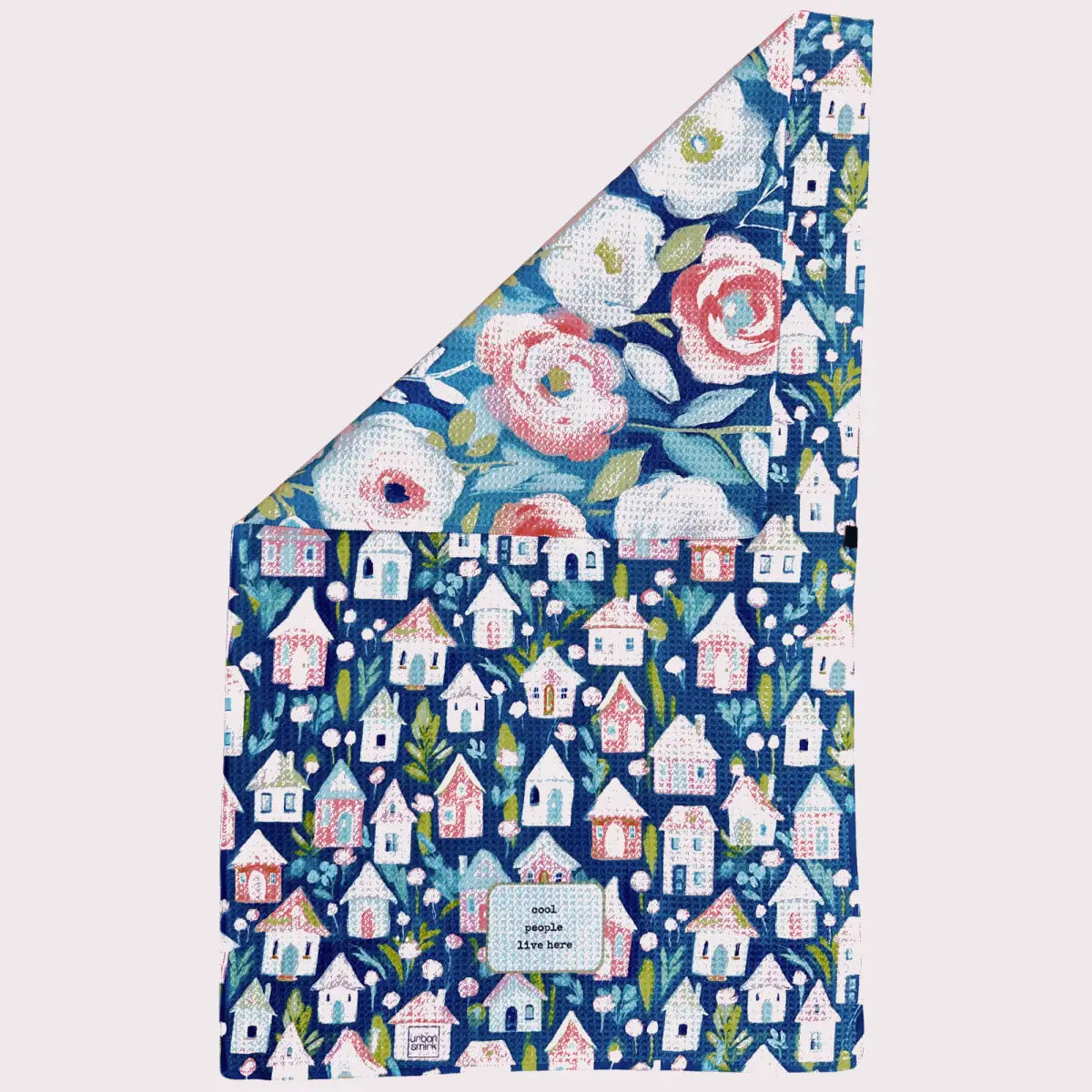 Funny Vintage Floral Kitchen Towel - Cool People Live Here - Urban Smirk