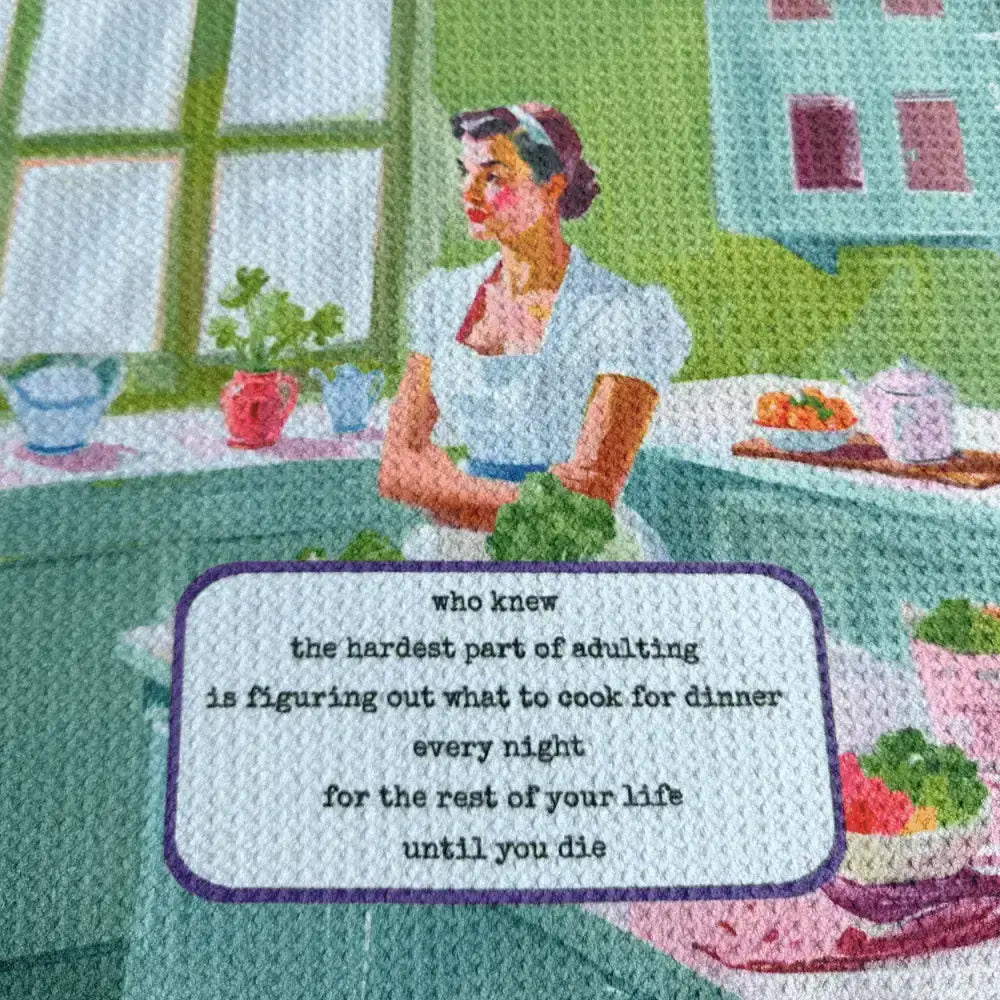 Kitchen Towel - Hardest Part of Adulting - Funny Vintage Floral - Urban Smirk