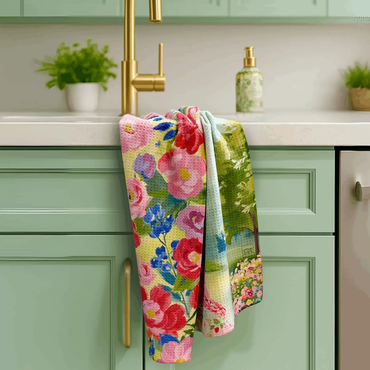 Funny Vintage Floral Kitchen Towel for Moms - Cranky & Tired - Urban Smirk