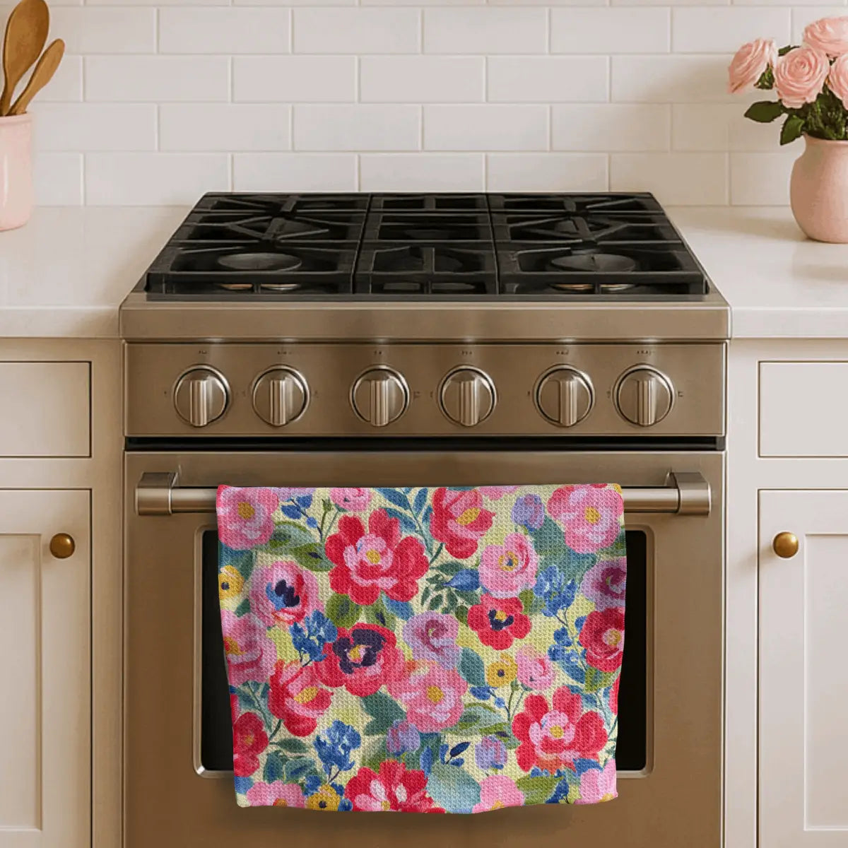 Funny Vintage Floral Kitchen Towel for Moms - Cranky & Tired - Urban Smirk