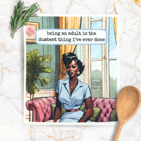 Swedish Dishcloth - Being an Adult Black Diva - Funny Retro - Urban Smirk