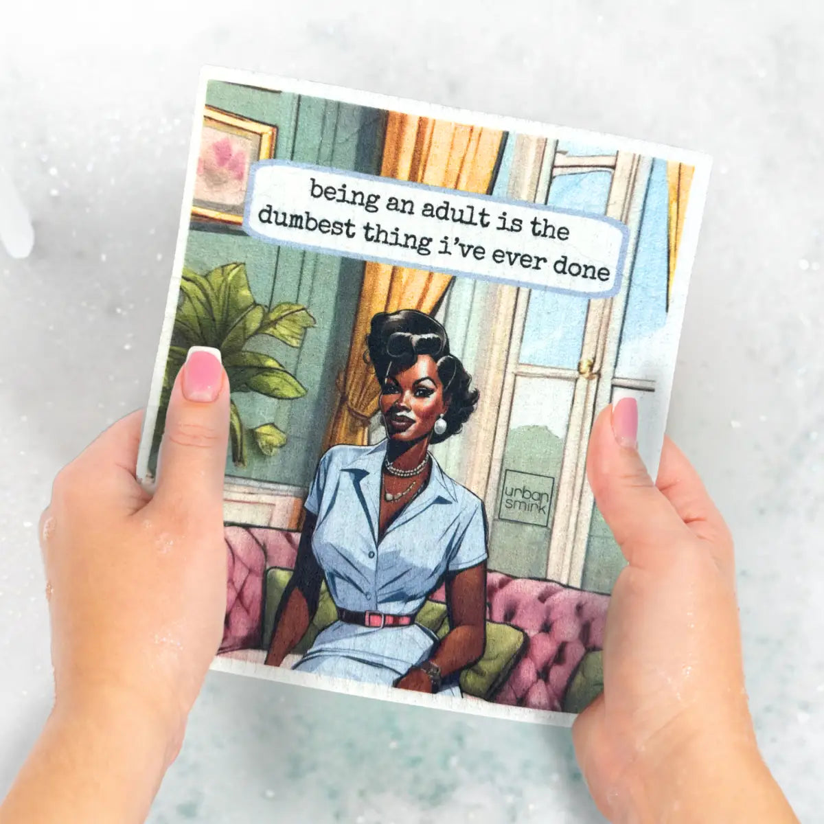 Swedish Dishcloth - Being an Adult Black Diva - Funny Retro - Urban Smirk