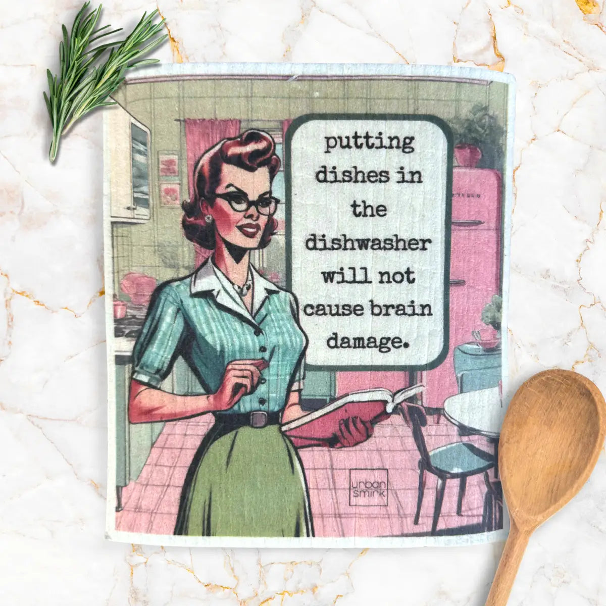 Swedish Dishcloth - Dishwasher Brain Damage - Funny Retro - Urban Smirk
