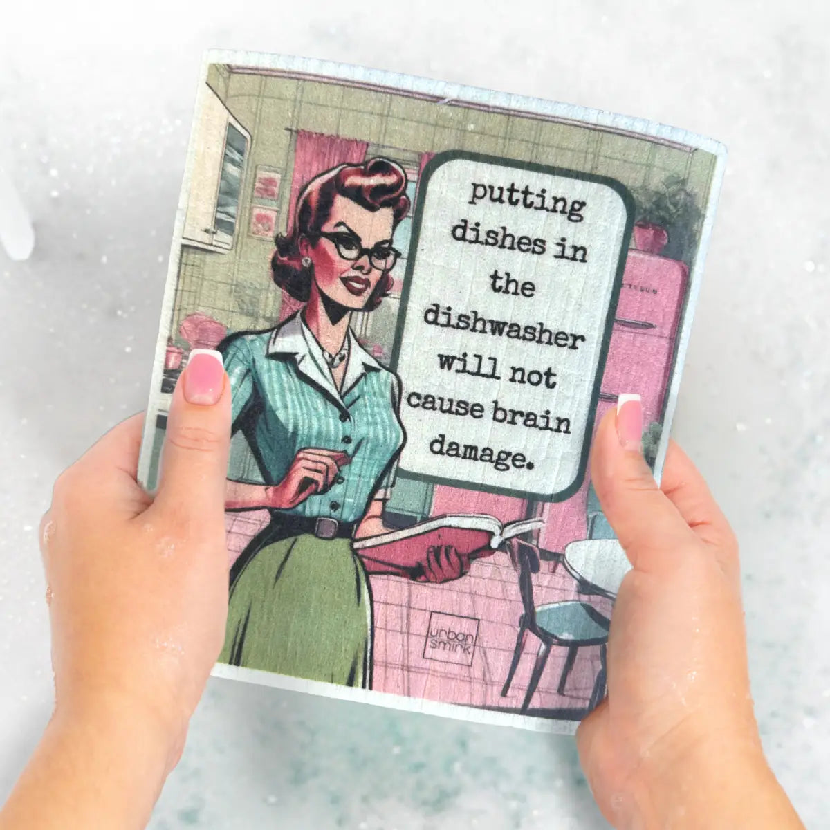 Swedish Dishcloth - Dishwasher Brain Damage - Funny Retro - Urban Smirk