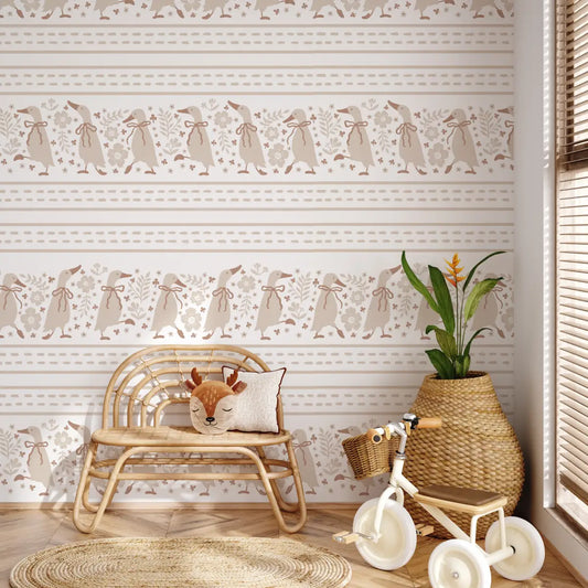 Gabby Wallpaper - Charming Ducks for Kids - by The Beau Studio - Loomwell Home Goods