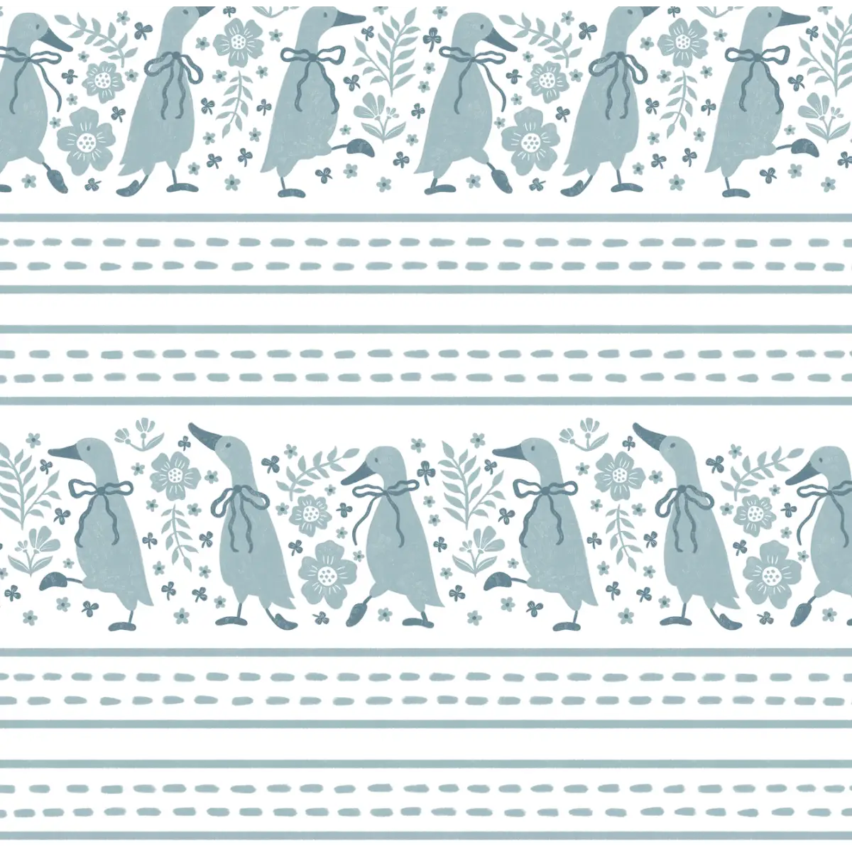 Gabby Wallpaper - Charming Ducks for Kids - by The Beau Studio - Sample 1 foot by 1 foot / Blue - Loomwell Home Goods