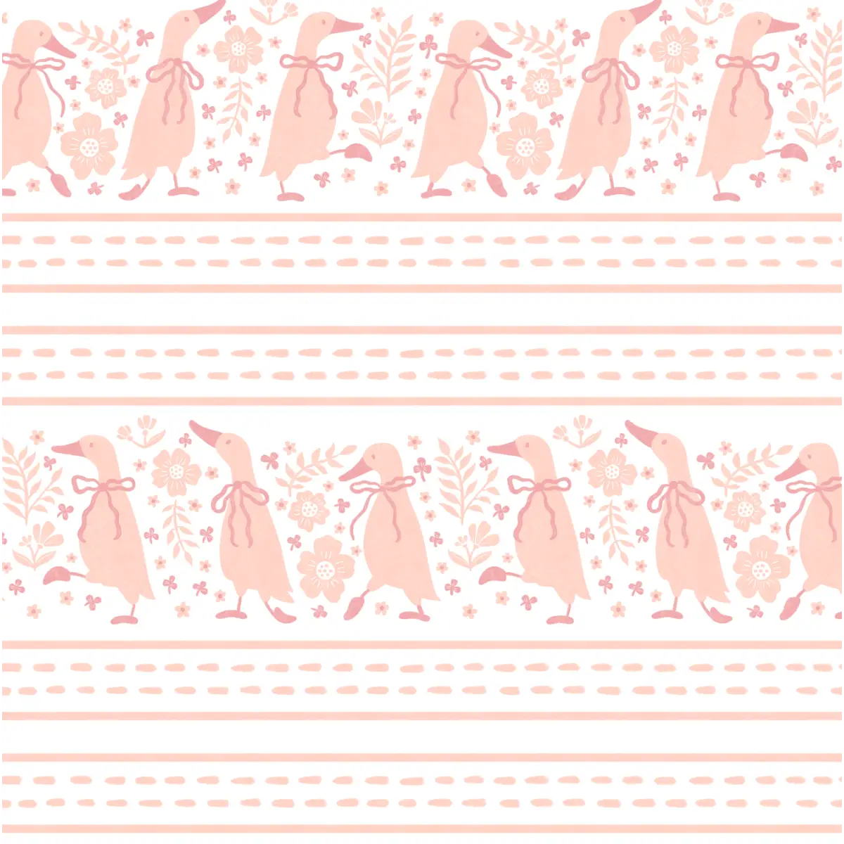 Gabby Wallpaper - Charming Ducks for Kids - by The Beau Studio - Sample 1 foot by 1 foot / Pink - Loomwell Home Goods