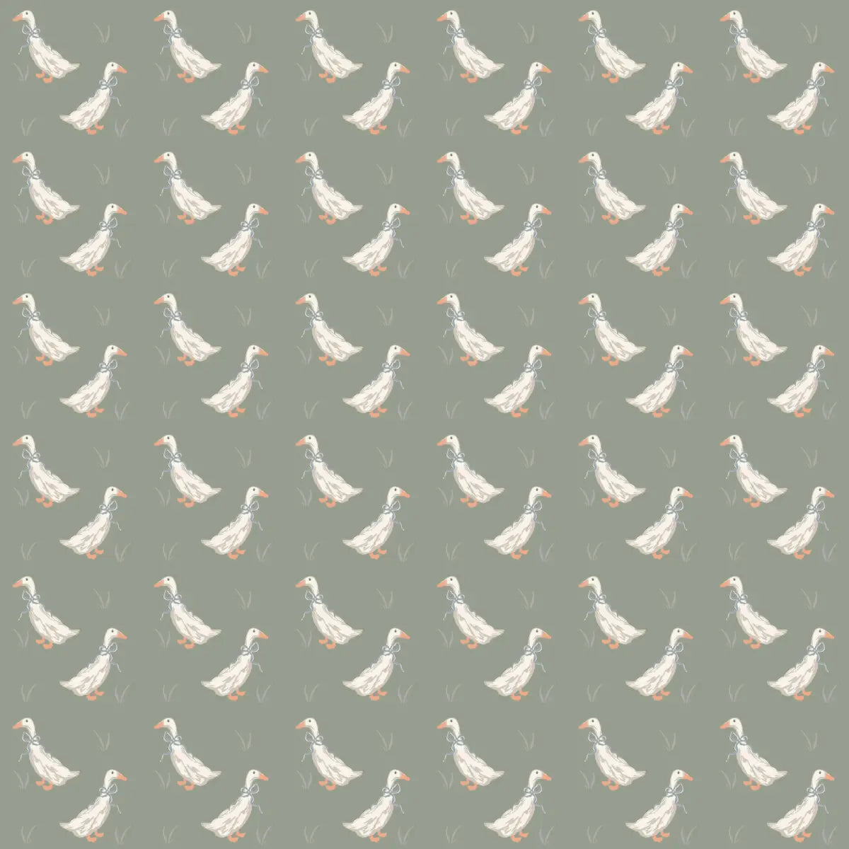 Gable Wallpaper - Ducks for Kids - by Studio Stephie - Sample 1 foot by 1 foot / Green - Loomwell Home Goods
